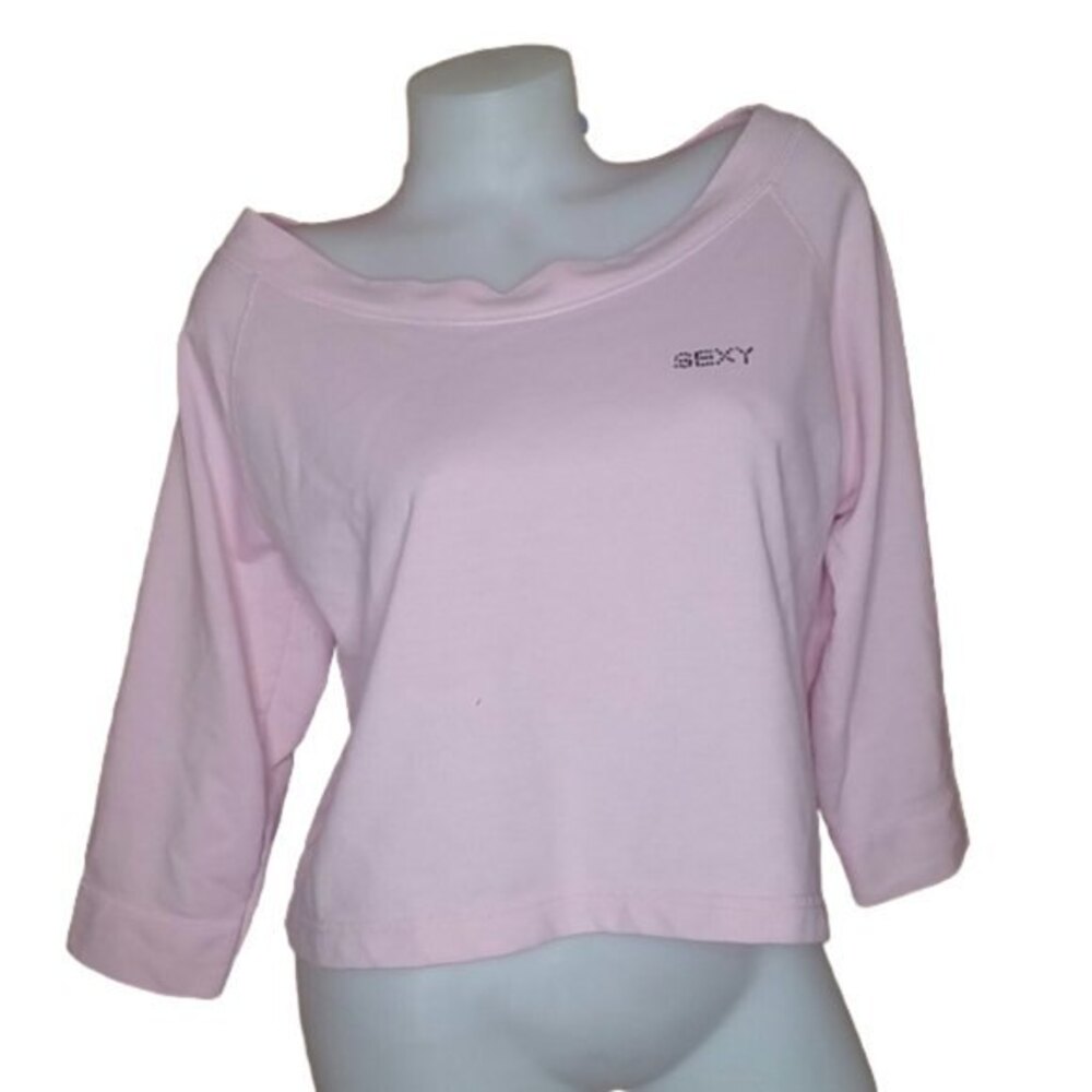 Vintage Pink Off Shoulder Top with Sexy Rhinestone Detail Juniors Size XL